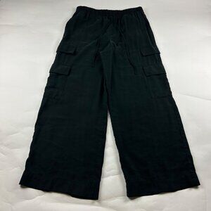 A New Day Black Soft Canvas Wide Leg Cargo Pant L